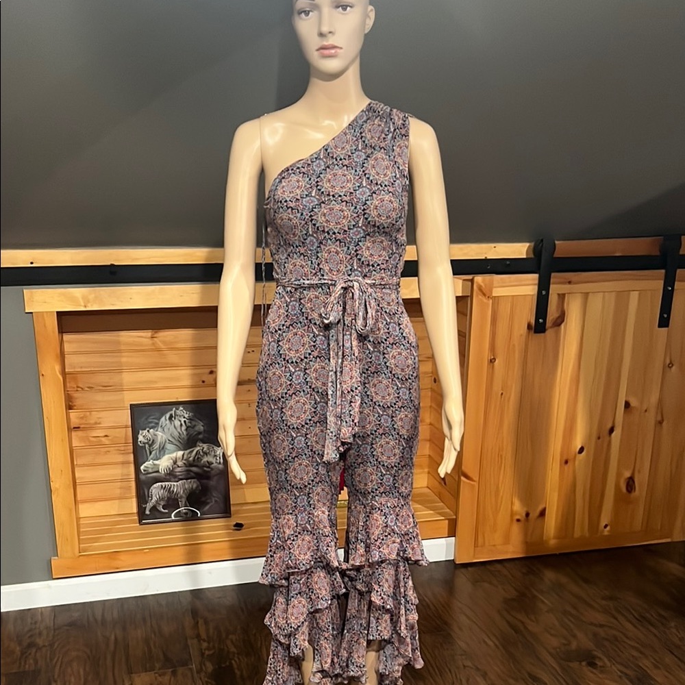INTERMIX Purple Pink Asymmetrical One Shoulder Dress 100% Silk